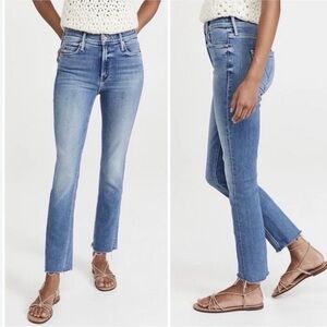 Mother Denim The Mid Rise Dazzler Ankle Fray Jeans Cliffside Faded Blue Size 25